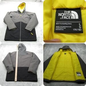 The North Face Jacket Boys Large Gray Hooded Insulated Waterproof Windwall
